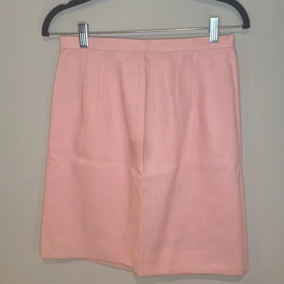 Miss O by Oscar de la Renta Vintage Pink Linen Skirt Suit Set - Picture 7 of 10